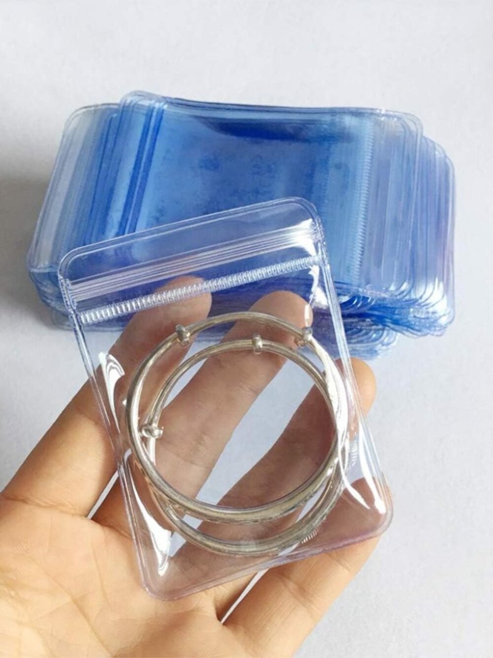 100 Pack PVC Clear Jewelry Anti Oxidation Zipper Bag Antitarnish Plastic Bags fo